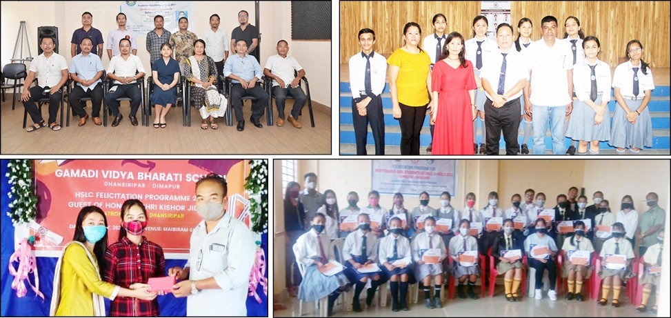 Students who excelled in the recently held HSLC and HSSLC examination were felicitated by their respective schools and district administration on July 24.